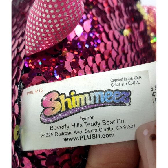 Shimmeez Polly Pig Pink Sequin Plush Flip Sequin Gold Toy 9.5" Tall Sparkling - Picture 5 of 8